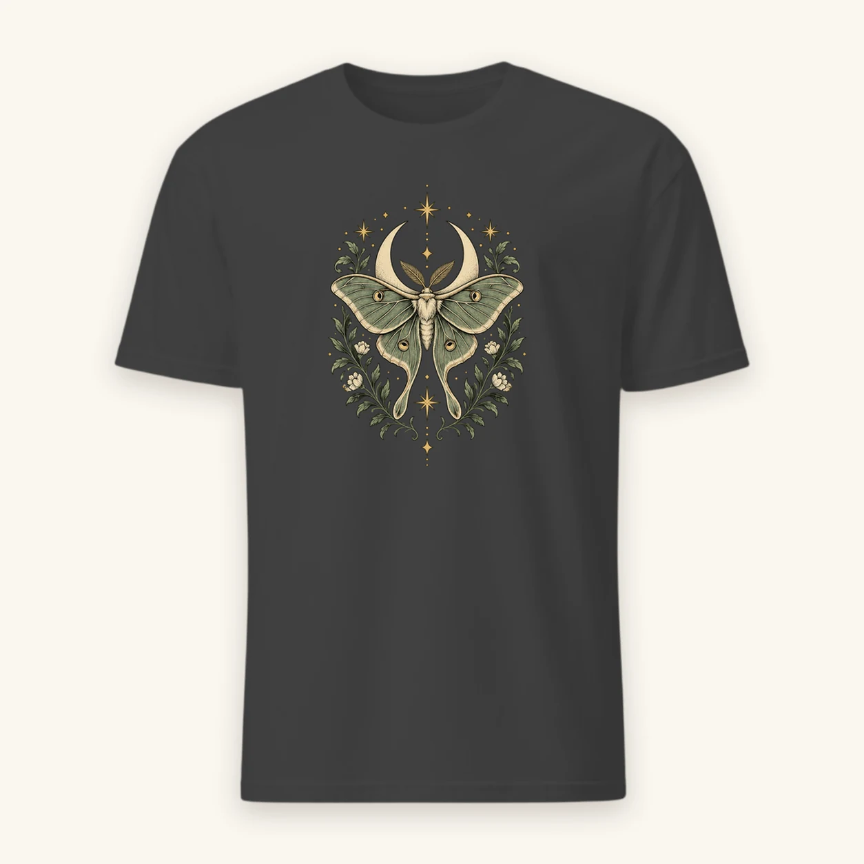 A moon and a moth on Softstyle T-Shirt