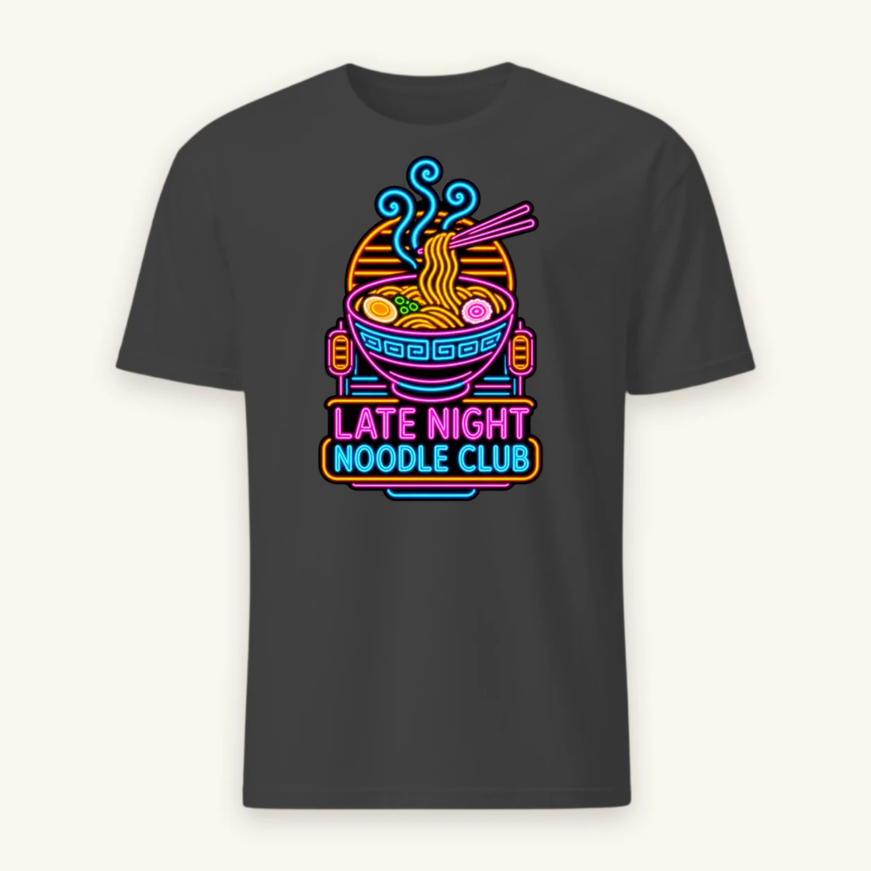 A neon ramen bowl on Softstyle T-Shirt