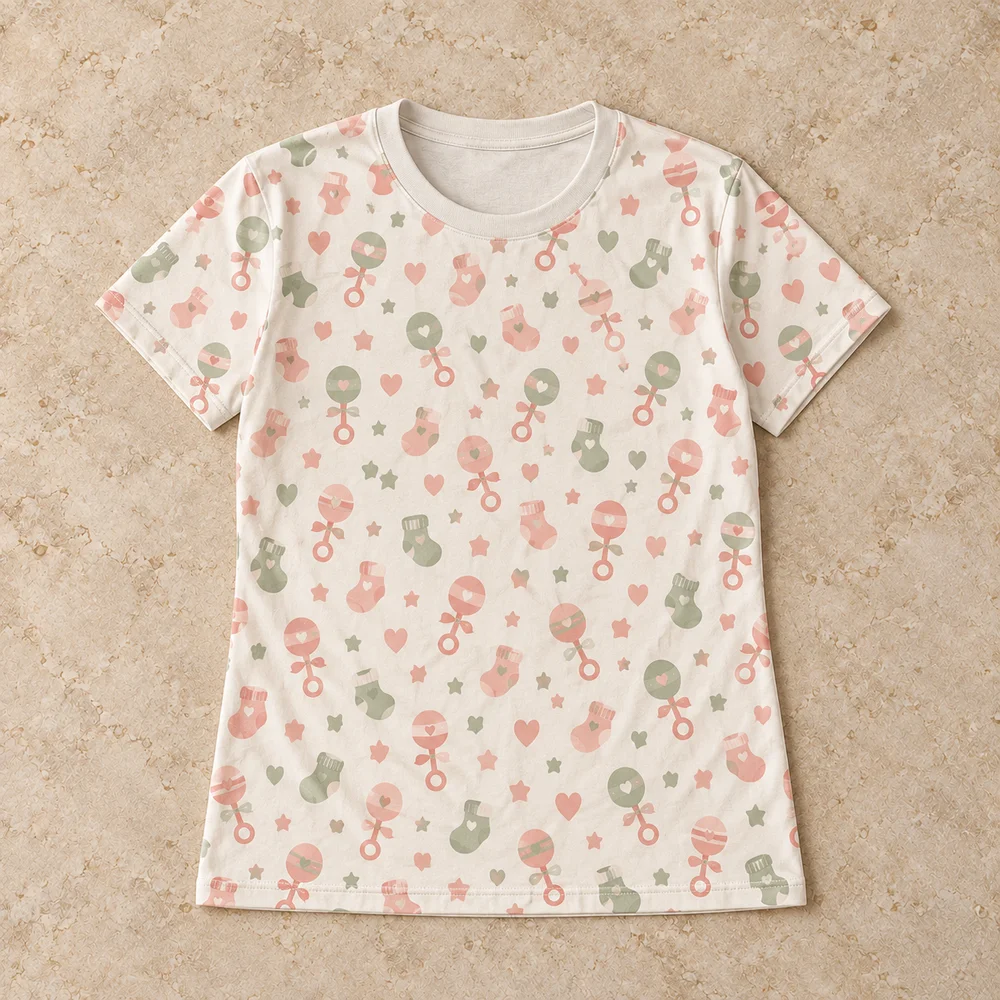A soft baby print on All-Over Print Women's Tee
