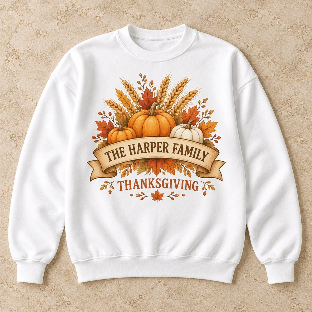 The family harvest crest on Heavy Blend Crewneck Sweatshirt