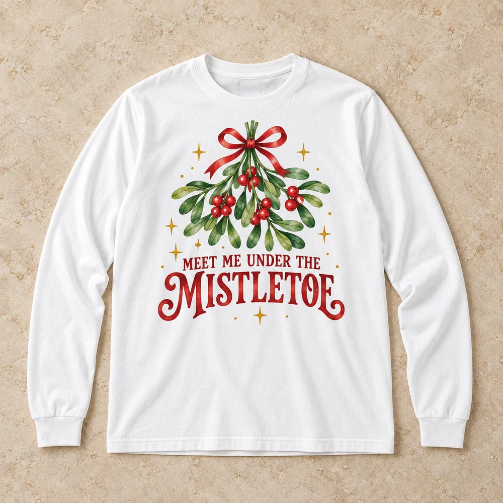 Meet me under the mistletoe on Unisex Long Sleeve Tee