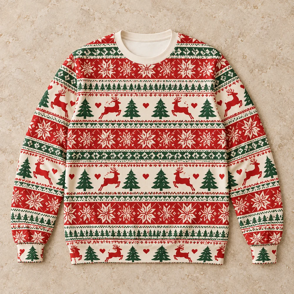 The sweater pattern on All-Over Print Unisex Sweatshirt