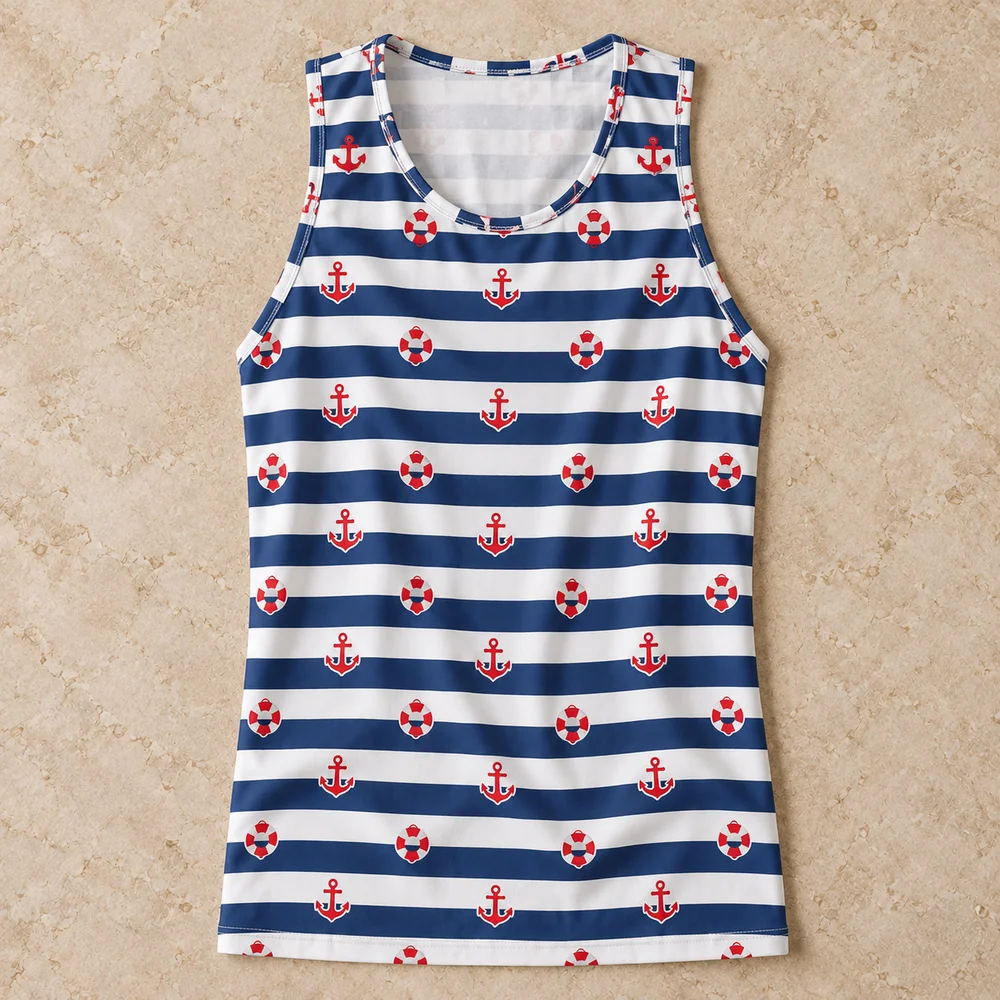 Nautical stripes on All-Over Print Women's Tank Top