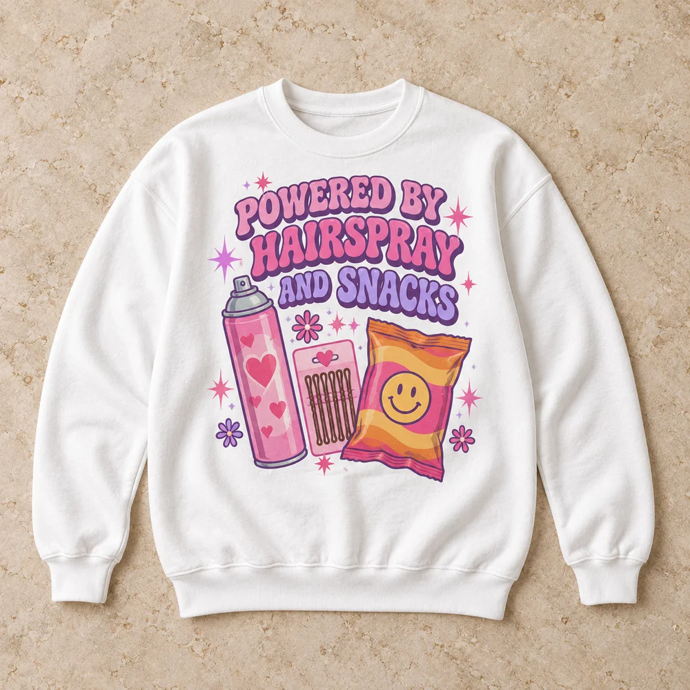 Hairspray and snacks on Heavy Blend Crewneck Sweatshirt