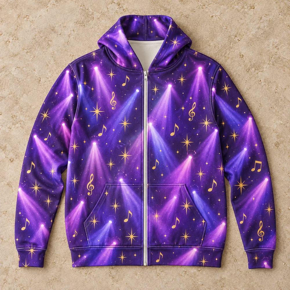 Stage-night zip hoodie on All-Over Print Unisex Zip Hoodie
