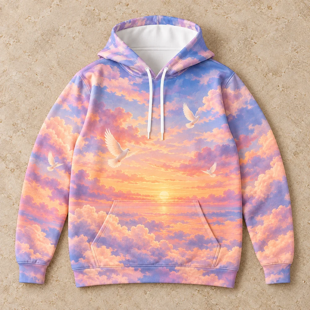 Evening sky on All-Over Print Unisex Pullover Hoodie