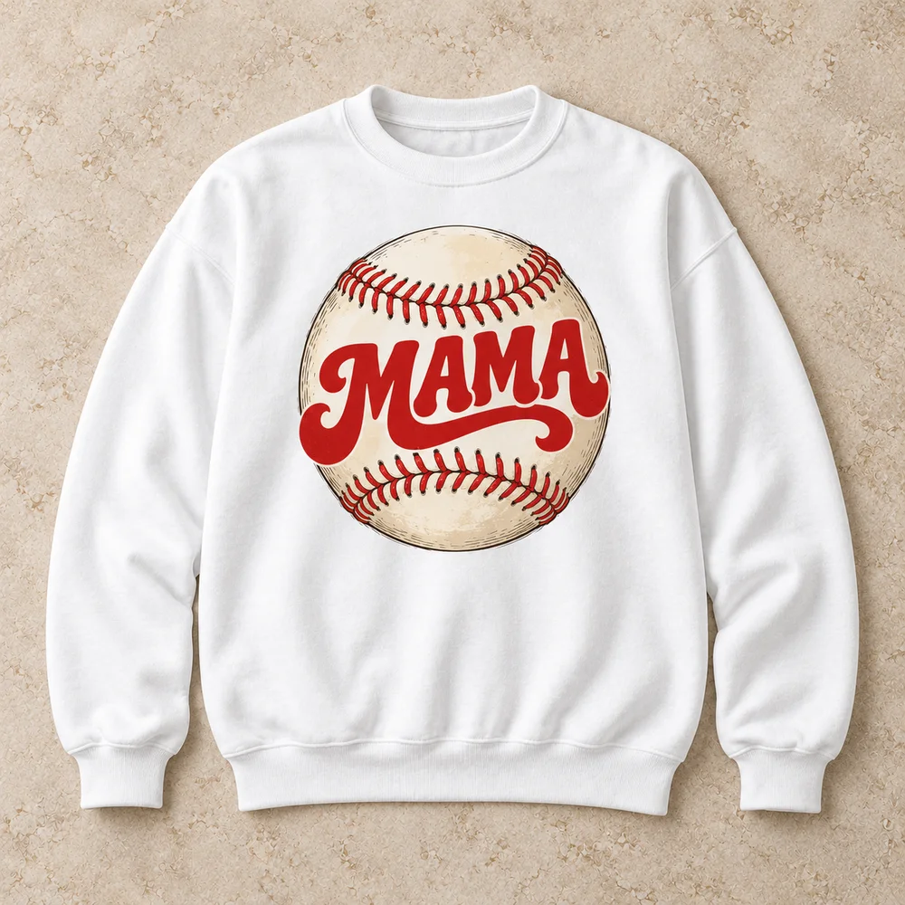 Red stitch mama on Heavy Blend Crewneck Sweatshirt
